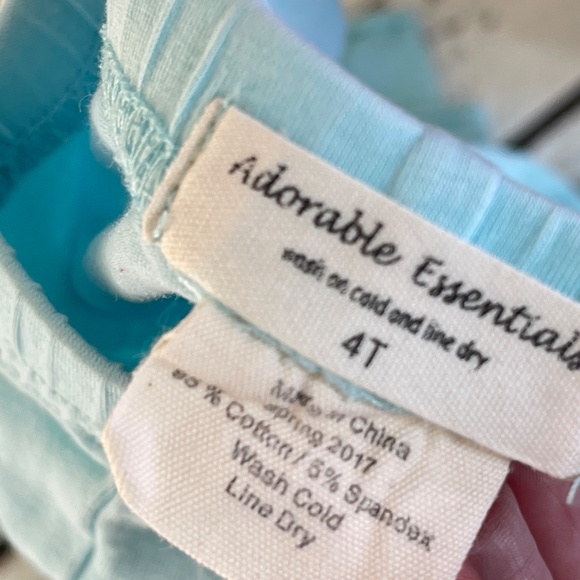 Adorable Essentials Girls Size 4T Blue Triple Ruffle Cotton Leggings Pants - Picture 4 of 4